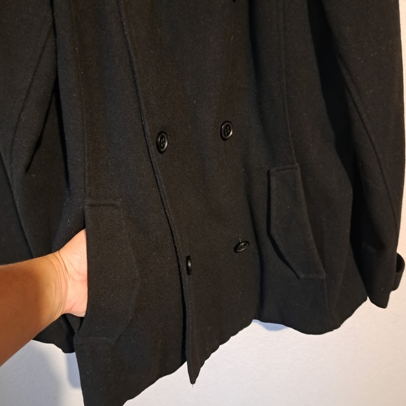 Guess XLarge button down long sleeve pea coat. Black - Picture 9 of 15